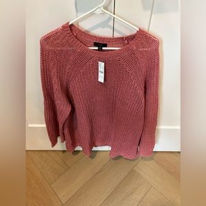 NWT JCREW Women’s Linen Fisherman weave sweater Size XXL in a dusty coral pink